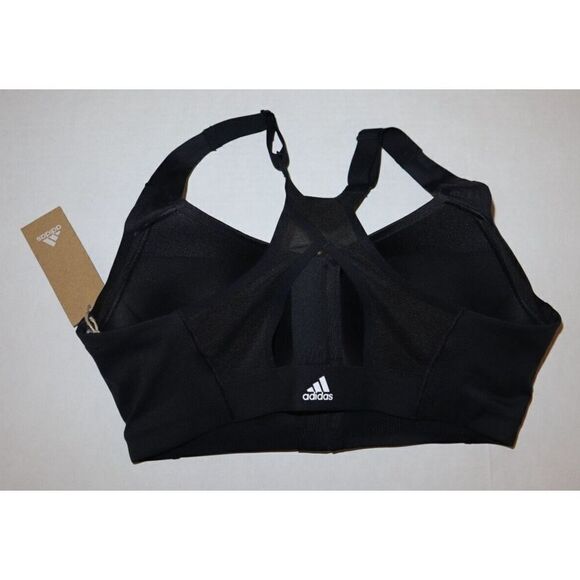 adidas FJ7172 Women's Sz 34A Black Front Zip Stronger For It Shaped Bra $90 - Picture 2 of 7